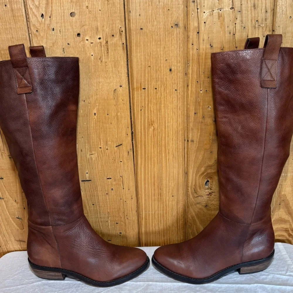 Arturo Chiang Tall Brown Leather Riding Boots 5.5 M - Picture 4 of 14